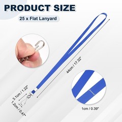 25Pcs 17.3″ Nylon Flat Lanyard with Clasp for Keys, Blue