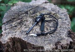 Fire Starter Kit Striker Magnesium Ferro Rod Compass Whistle Bugout Bag Survive