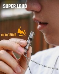 Titanium Emergency Whistle with Metal Lanyard, 120dB+, One-Piece One Size KA55