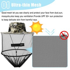 Foldable Mesh Cap Mosquito Repellent Cap Breathable Cap w/Zipper Outdoor Jungle