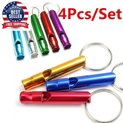 4 Pieces/Set of Aluminum Alloy Small Whistle Keychain Outdoor Survival Camping E