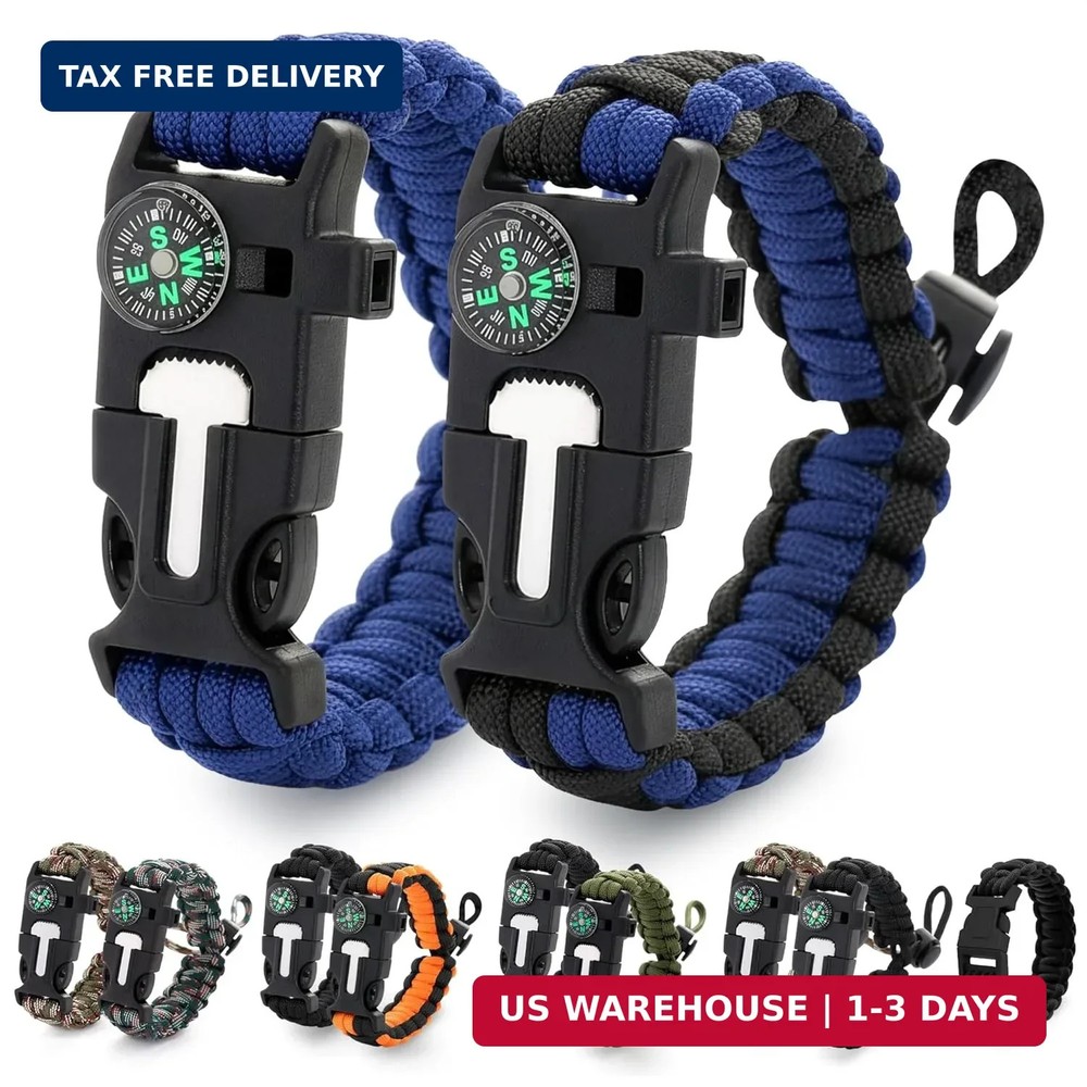 Paracord Bracelets for Men and Women – Adjustable Survival Paracord Bracelet wit