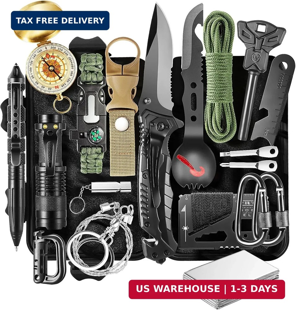 20 in 1 Survival Kit for Men – Emergency & Outdoor Camping Gear, Compact Surviva