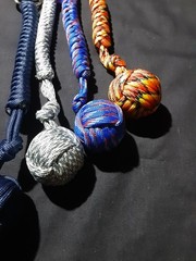 (4) Four Brand New 1 Inch Ball Paracord Monkey Fist Keychains 4 Different Colors