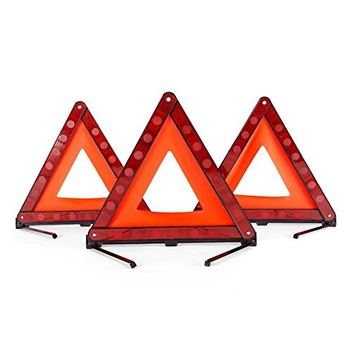 DEDC Warning Triangle, Foldable Safety Triangle, Triple Warning Kit, 3 Pack
