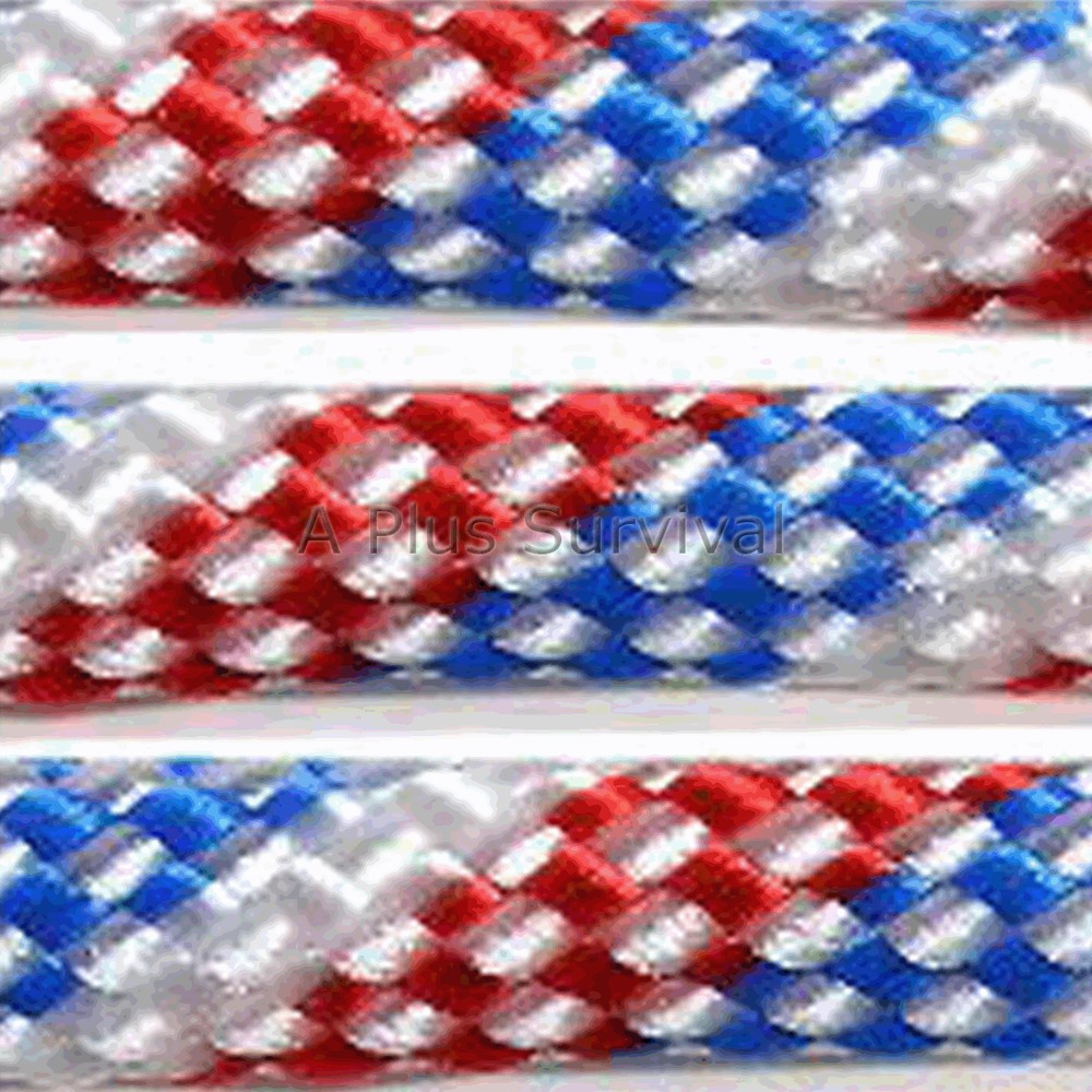 Red White Blue Paracord 100 Foot 550 lb Bracelet Camping Survival Kit Rope Cord