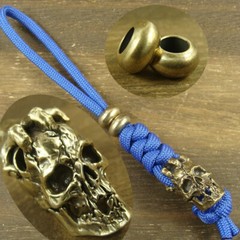 Brass “Skull” knife Lanyard Bead Paracord beads crafted for EDC gear XLH017