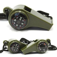 1pc High Decibel Emergency Rescue Whistle with Compass Thermometer Keychain