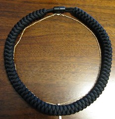 550 Paracord Snake Weave Survival Necklace Pink/Black (21 inches)