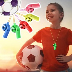 10Pcs/Set Mini Plastic Whistle With Rope Football Cheerleading Whistle Cute Gift