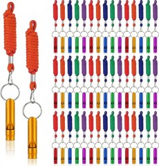 50Pcs Emergency Whistles W/ Lanyard Aluminum Extra Loud Survival Safety