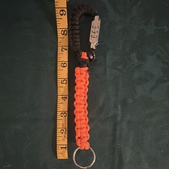 Orange/Black Paracord Keychain Lanyard w/ 3-Dial Combination Lock 12in 1-Pack