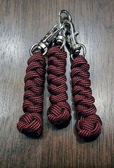 Licorice Paracord Wall & Diamond Knot Zipper Pulls (3) w/ Silver Clips