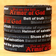 Armor of God Wristbands Ephesians 6:11 Religious Jewelry Silicone Bracelet Lot