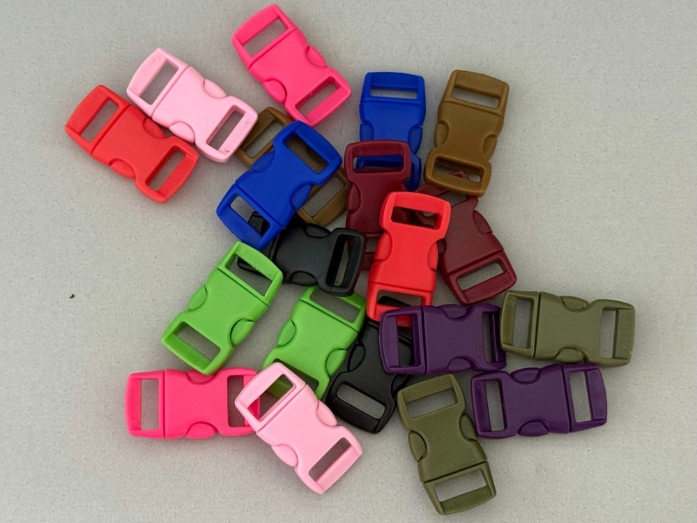 20 Pack 3/8″ plastic Paracord curved side release Buckles -DIY -10 colors