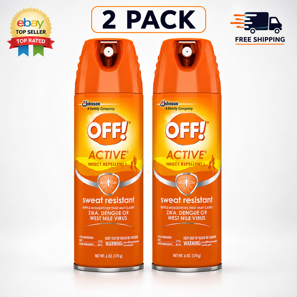 OFF! Active Insect Repellent Spray 6 oz Sweat Resistant Mosquito Spray 2 Pack