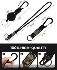 3 Pcs Paracord Lanyard Set with Retractable Keychain – Long & Short Heavy Duty L