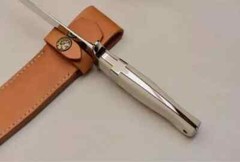 CUSTOM HANDMADE D2 STEEL MIRROR POLISH HUNTING BOWIE KNIFE WITH LEATHER SHEATH