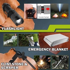 Survival Kit 17 in 1, Gear and Supplies for Adult Teen Men, Large