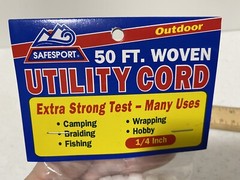 Safesport 50-ft Woven White Nylon Utility Cord, Outdoor Camping Survival, New