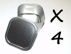 4 X 8-oz Square Slip On Lid Survival Metal Tin Can Container Box Kit Crafts Use