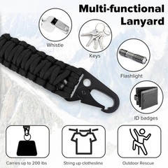 2Pcs Heavy Duty Paracord Lanyard Braided 550 Keychain for Keys ID Badges Men Nec
