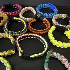 Paracord Bracelet Lot Of 20 Various Colors With 2 Keychains.