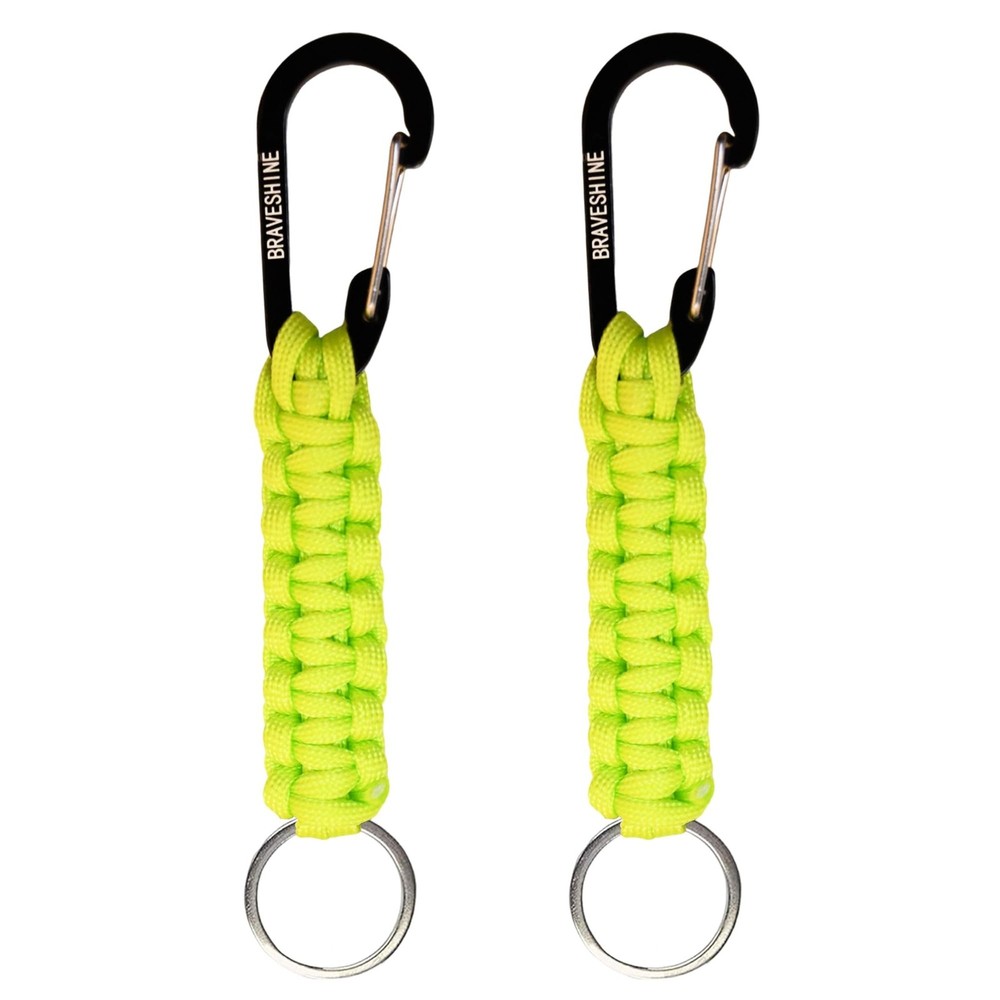 BRAVESHINE Keychain Hook with Paracord Strap 2 Pack Green Metal Key Ring Cara…