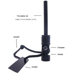 4 in 1 Outdoor Survival Flint Fire Starter Magnesium Fire Starter Rod, USA Ship