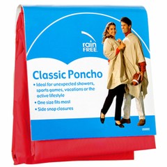 RAIN FREE Classic Poncho Rain Coat Raincoat- Adult One Size – RED NEW