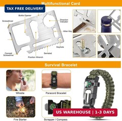 11-in-1 Emergency Survival Kit for Men, Outdoor Gear for Camping Hiking Backpack