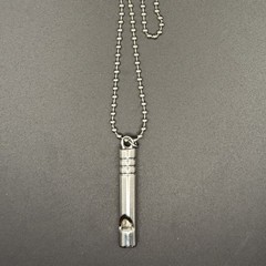 Distress Emergency 1 3/4 Inch Whistle 28 Inch Ball Chain Camping Hiking Nickle