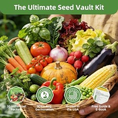【Seed Vault】 Heirloom Vegetable Seeds Planting Kit – 15,000+ Non-GMO Seeds for