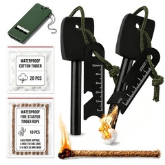 33-Piece Fire Starter Survival Tool with 2 Ferro Rods 6-in-1 Striker
