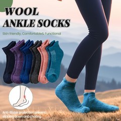 SeeyAN Merino Wool Ankle Hiking Socks For Men & Women No Large, Grey & Blue