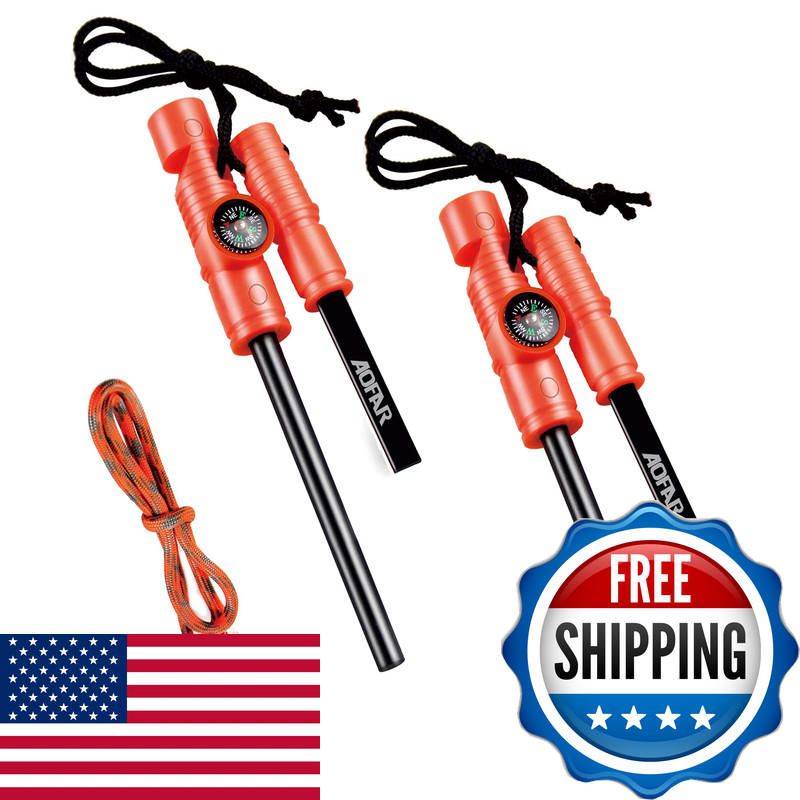 Aofar Fire Starter Af-381 Fire Steel 5-In-1 For Camping Hiking Hunting
