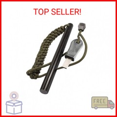 bayite 1/2 x 6 Inch Survival Drilled Flint Steel Fire Starter Ferrocerium Rod Ki