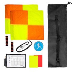 Soccer Referee Kit Included 2 Pcs Checkered Linesman Soccer Flags, Red Yellow…