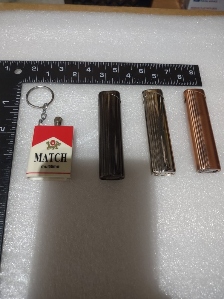 3 Vintage Cigarette Lighters not working & 1 MATCH Multitime