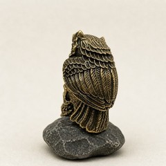 Brass Owl with Skull Bead Paracord Lanyard EDC Knife Charm Gothic