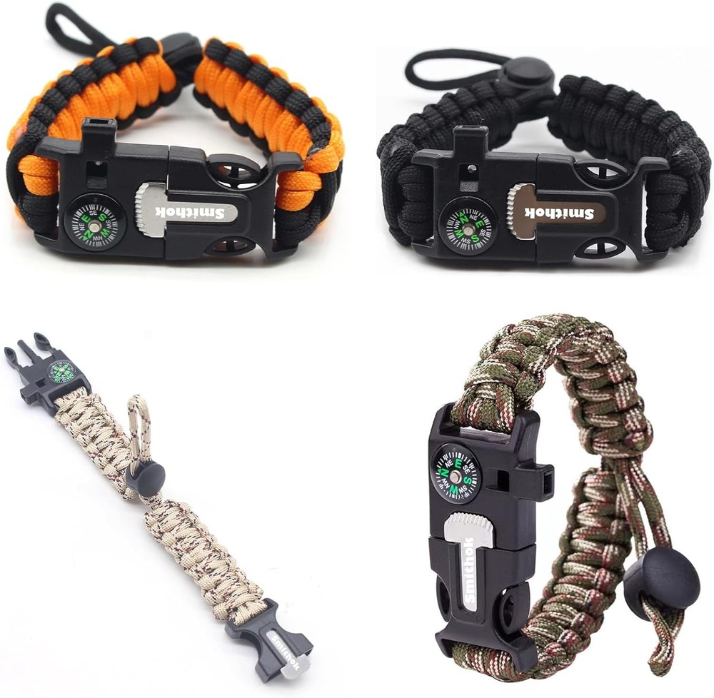 Paracord Survival Bracelet-Length Adjustable,Loud Whistle Emergency Compass