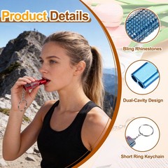 Bling Whistle, 2 Pcs&Multicolor Rhinestone/ Blue%Silver Whistle