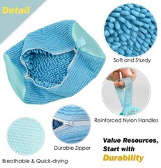 Shoe Washing Machine Bag,Laundry Bag 12.07 liters, Blue,Long-pile,2PC