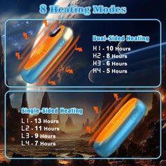 Rechargeable Hand Warmers 2-Pack Dual-Sided Heating LED Flashlight 127°F 13H