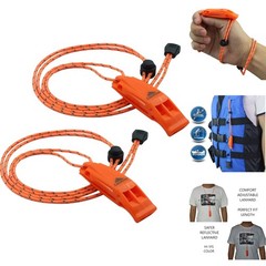 2 Pack Emergency Survival Whistles Loud 120dB, Reflective Lanyard, Waterproof
