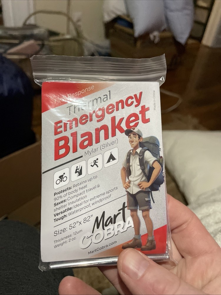 4/Pack Cobra Mart Emergency Thermal Blanket 52 x 82″ Silver. New!