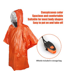 4 Pcs Outdoor Emergency Poncho Raincoat, Survival Camping Bivvy Blanket Whistle
