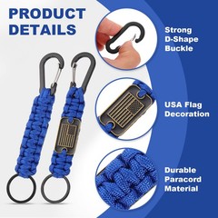 Paracord Keychains, Paracord Keychain with USA Flag, Dark Blue