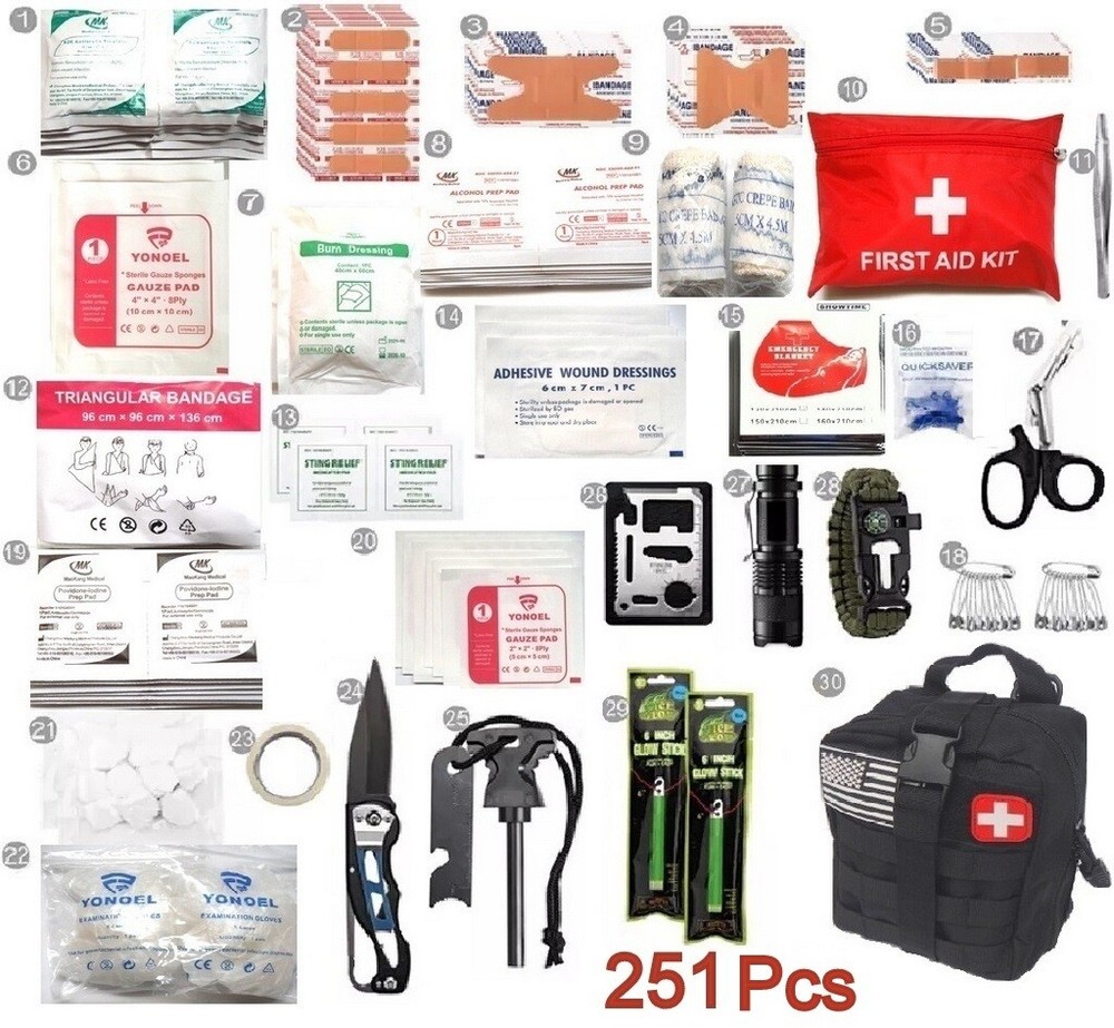 251Pcs First Aid Kits For Survival Emergency Trauma Military Travel IFAK Black