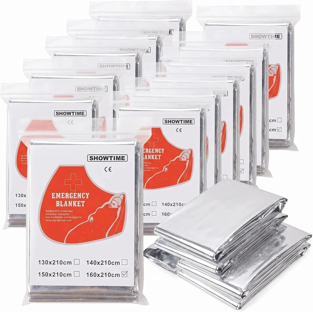 Emergency Blankets, 12 Pcs Outdoor Survival Insulated Gear, Mylar Thermal Space